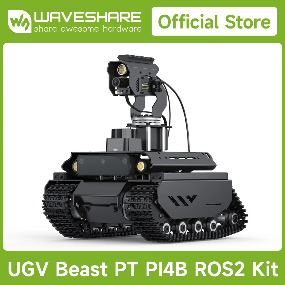 Waveshare UGV Beast ROS 2 Open-source Off-Road Tracked AI Robot Dual controllers,All-metal Body for Raspberry Pi 4B/ Pi 5