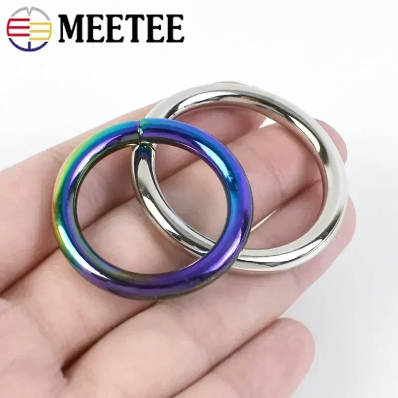 Meetee 6mmX200Pcs 13-50mmX20Pcs Metal O forma anillo hebilla círculo conexión gancho DIY bolsa Correa cinturón Collar de perro piezas Accesorios