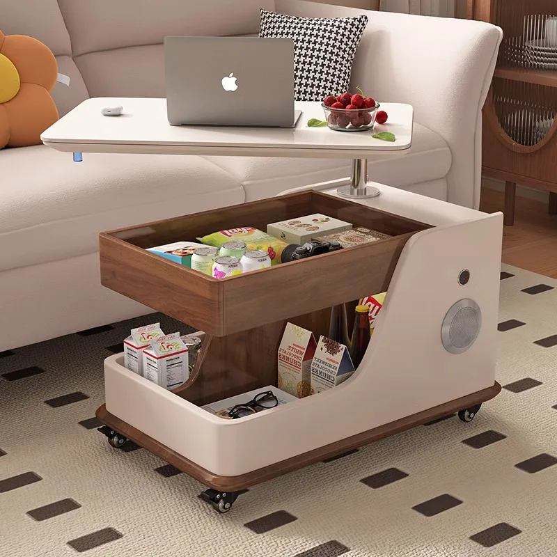 

Lifting rock slab desktop side table living room sofa side cabinet movable cart multi-function movable lifting coffee