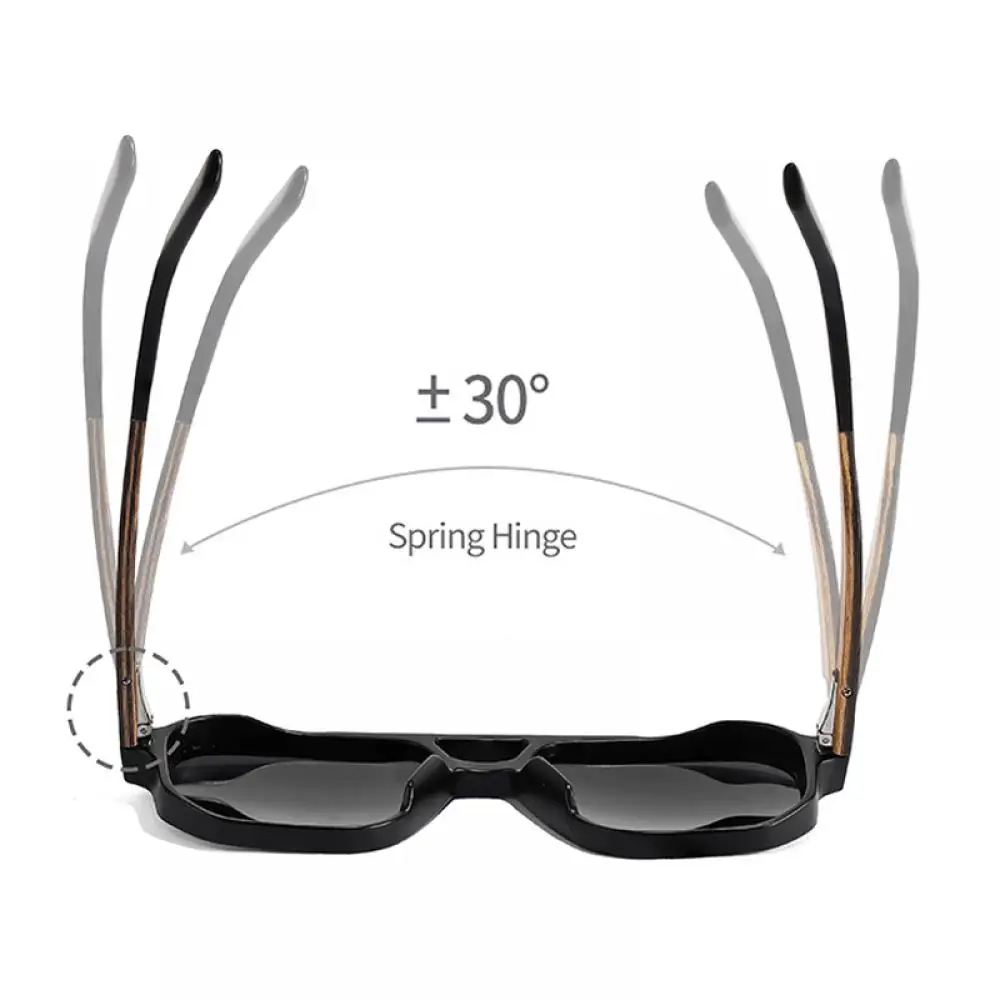CATERSIDE Modische polarisierte Sonnenbrille für Herren, Holzbeine, flaches Doppelbrücken-Design, Sonnenbrille für Damen, Outdoor-Sommerbrille – Detail 3
