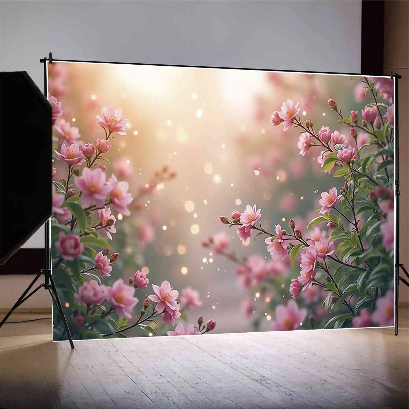 MOON.QG фон с цветочным полем для фотосъемки природный пейзаж с цветком персика весенний фон для фотосессии детский реквизит для фотостудии