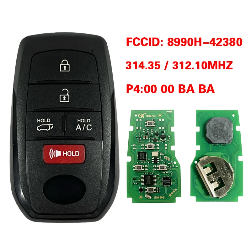 

CN007320 послепродажного обслуживания, 5 кнопок, умный дистанционный ключ FCC 8990H-42380, 8A, чип 312/314 МГц, без ключа для Toyota RAV4 2021
