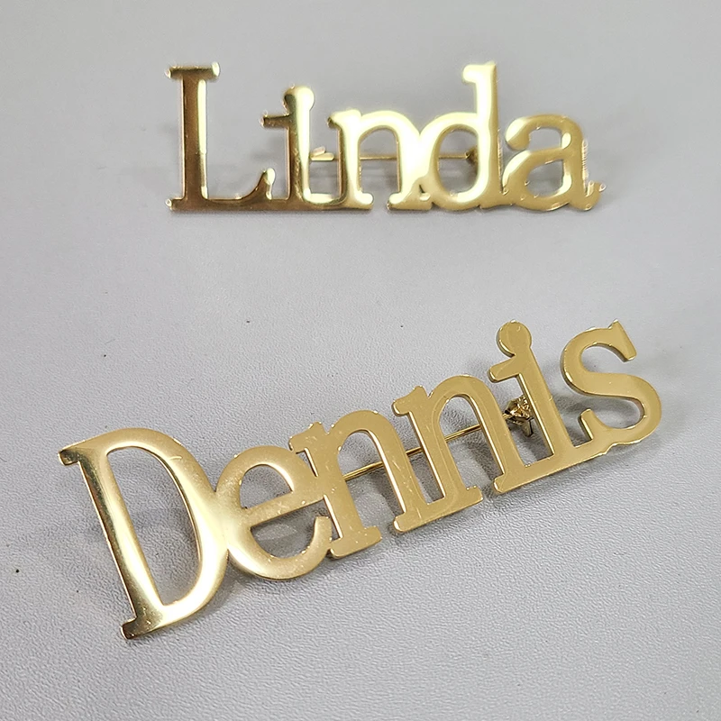 

Stainless Steel Custom Name Gold Color Brooch Customized Word Pins Personalized Word Jewelry Drop Shipping