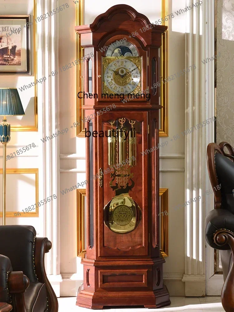 xz1Chinese Style Rosewood European Style Living Room Villa Mechanical Retro Vertical Solid Wood Large Pendulum Clock