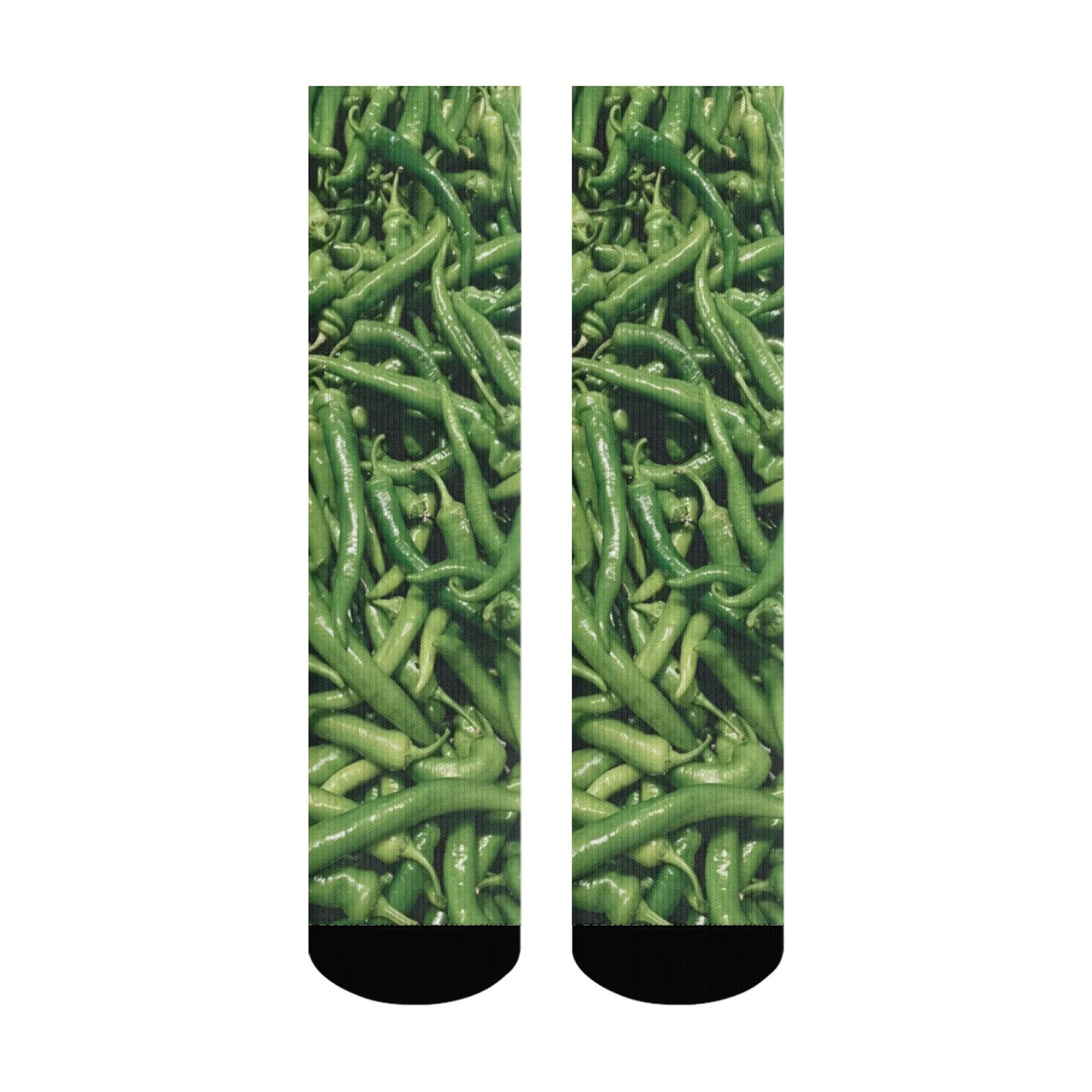 Calcetines de chile verde realistas con estampado de pimiento picante, calcetines cálidos con temática de vegetales, regalo divertido para cocineros