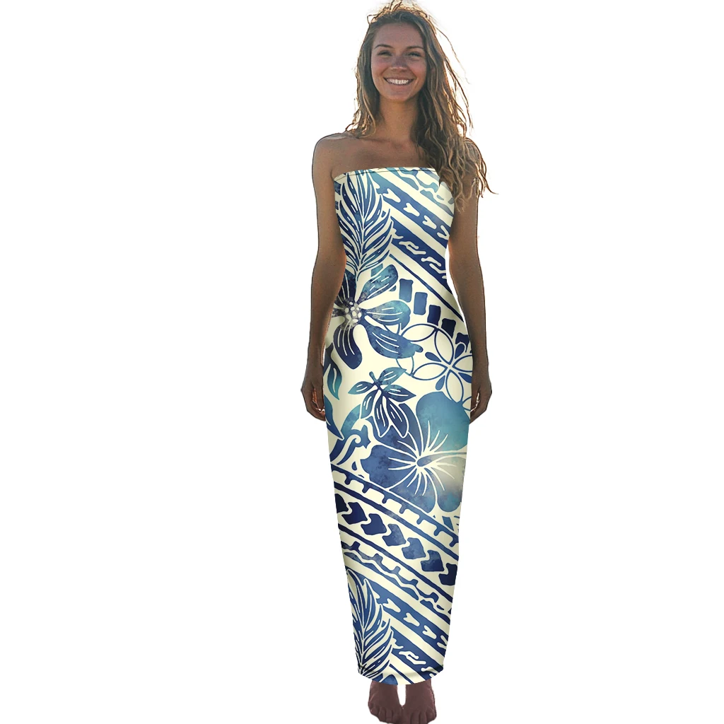 Klasyczny wzór hibiskusa, niestandardowy wzór, polinezyjskie, seksowne koszulki damskie, spódnice, eleganckie hawajskie sukienki tubowe, tribalne sukienki samońskie.