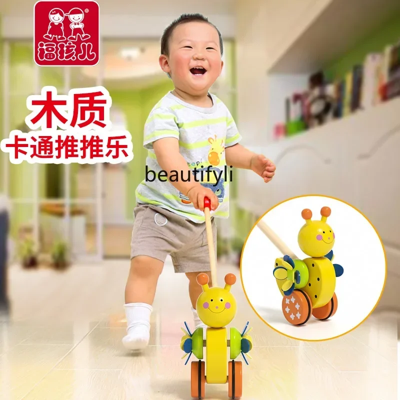 

Push push music putter toddler walking single pole trolley wooden toy 3 and a half years old, baby