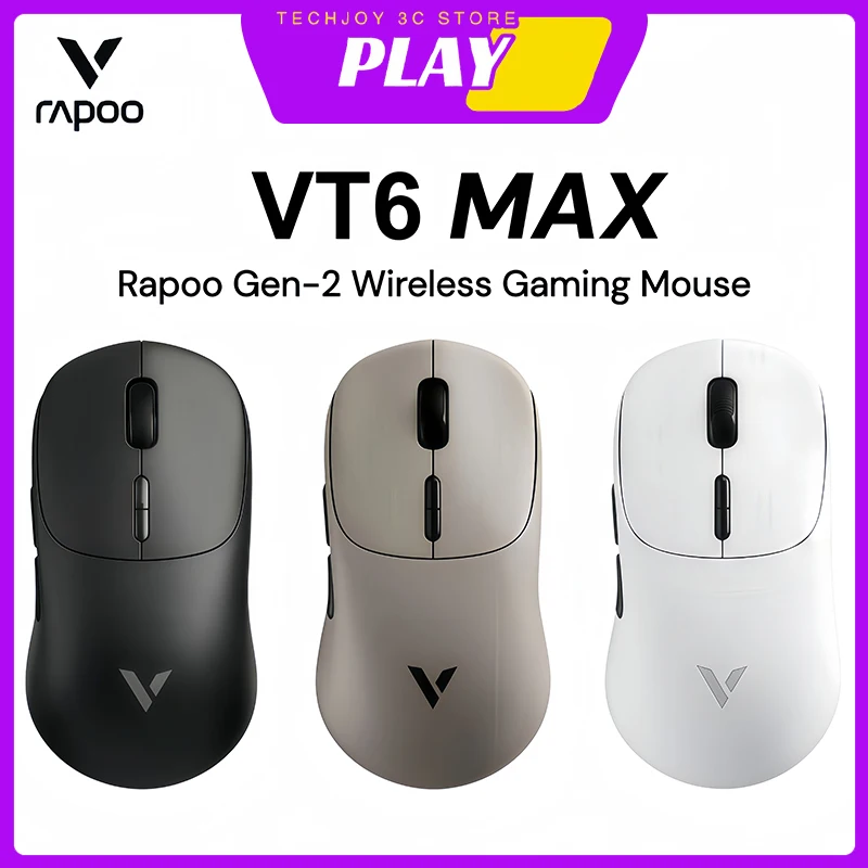 

Rapoo VT6 MAX Wireless E-sports Mouse 8000Hz Polling Rate PAW3950 Gaming Mouse Lightweight Mice for Small Medium Hands Gamers