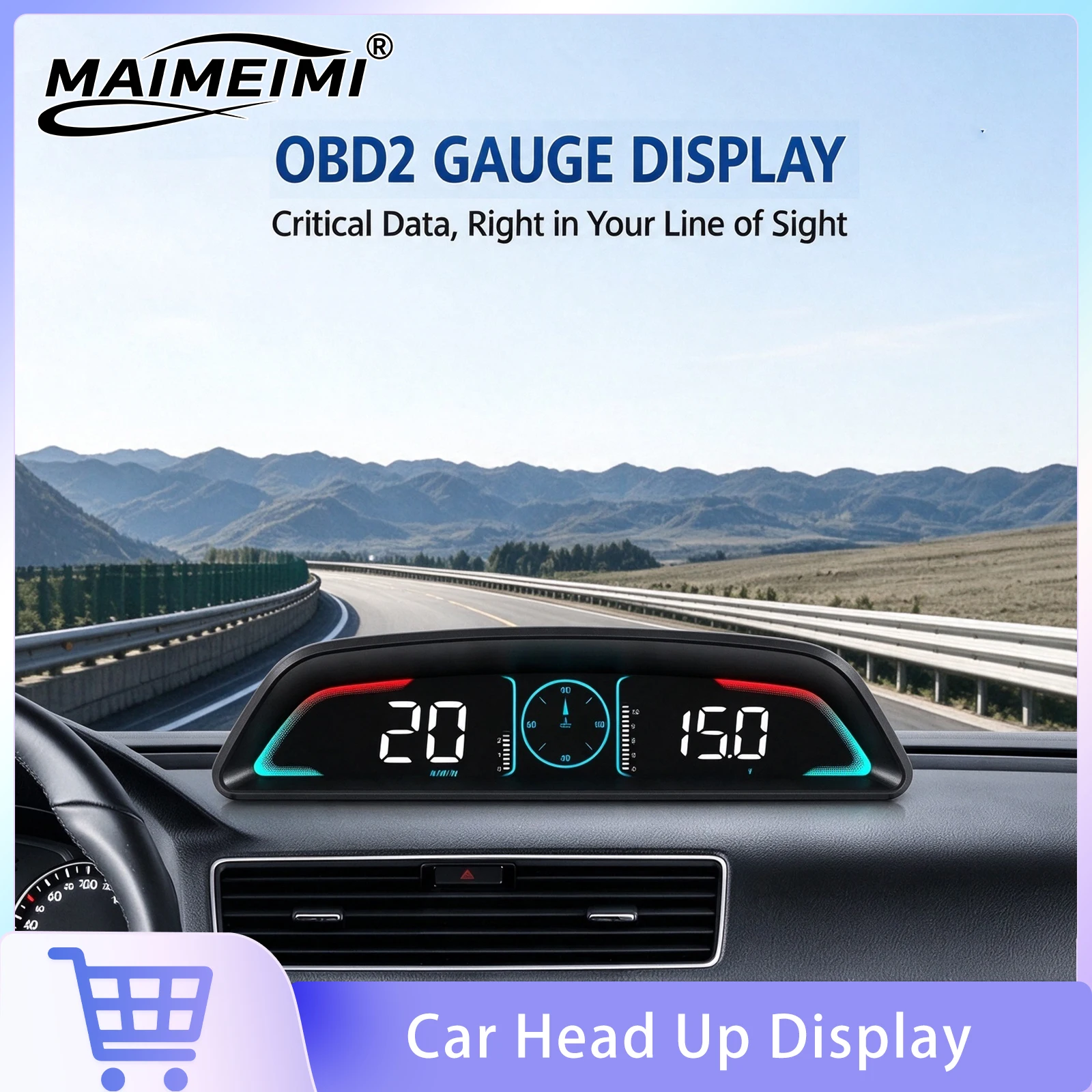 Car OBD B3 Head Up Display Digital Speedometer With Overspeed Alarm RPM Tachometer Water Temperature Gauge Car Accessories