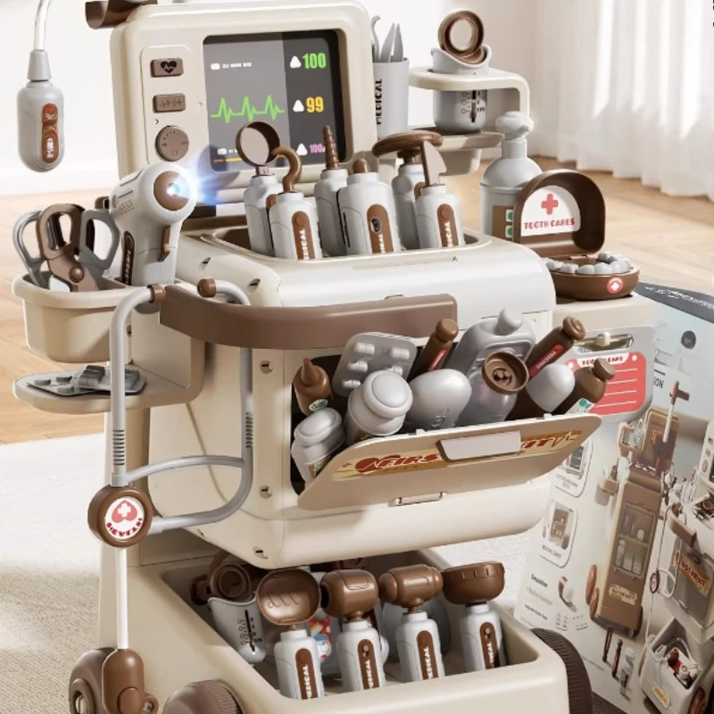 Children's multifunctional doctor plays toy boys and girls play house medical small clinic electric trolley set