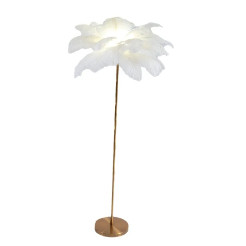 

Floor-to-ceiling feather lamp, postmodern atmosphere, living room background wall, creative floor lamp