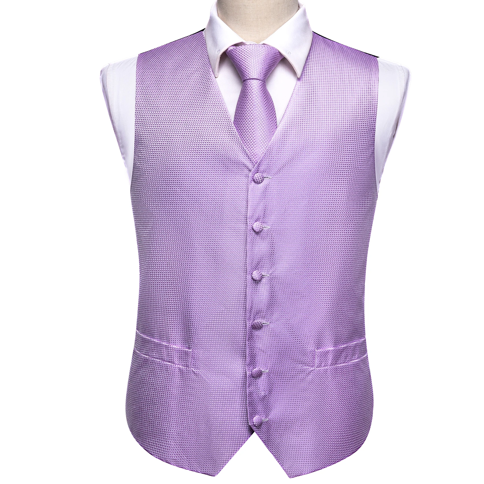 Barry Wang Seda Mens Vest Magro Roxo Paisley Vestido Sólido Colete Terno Sem Mangas V Neck Jacket Formal Negócio Casamento