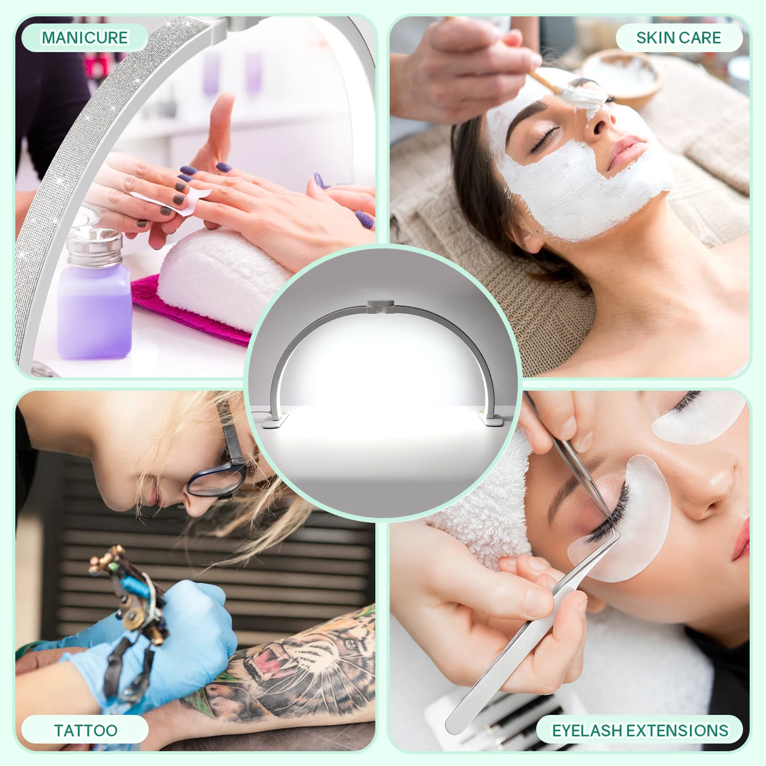 Lampada da tavolo per unghie 3000-6500K con lampada da scrivania per manicure con diamante con telecomando LED mezza luna per unghie artistiche salone di tatuaggi ciglia