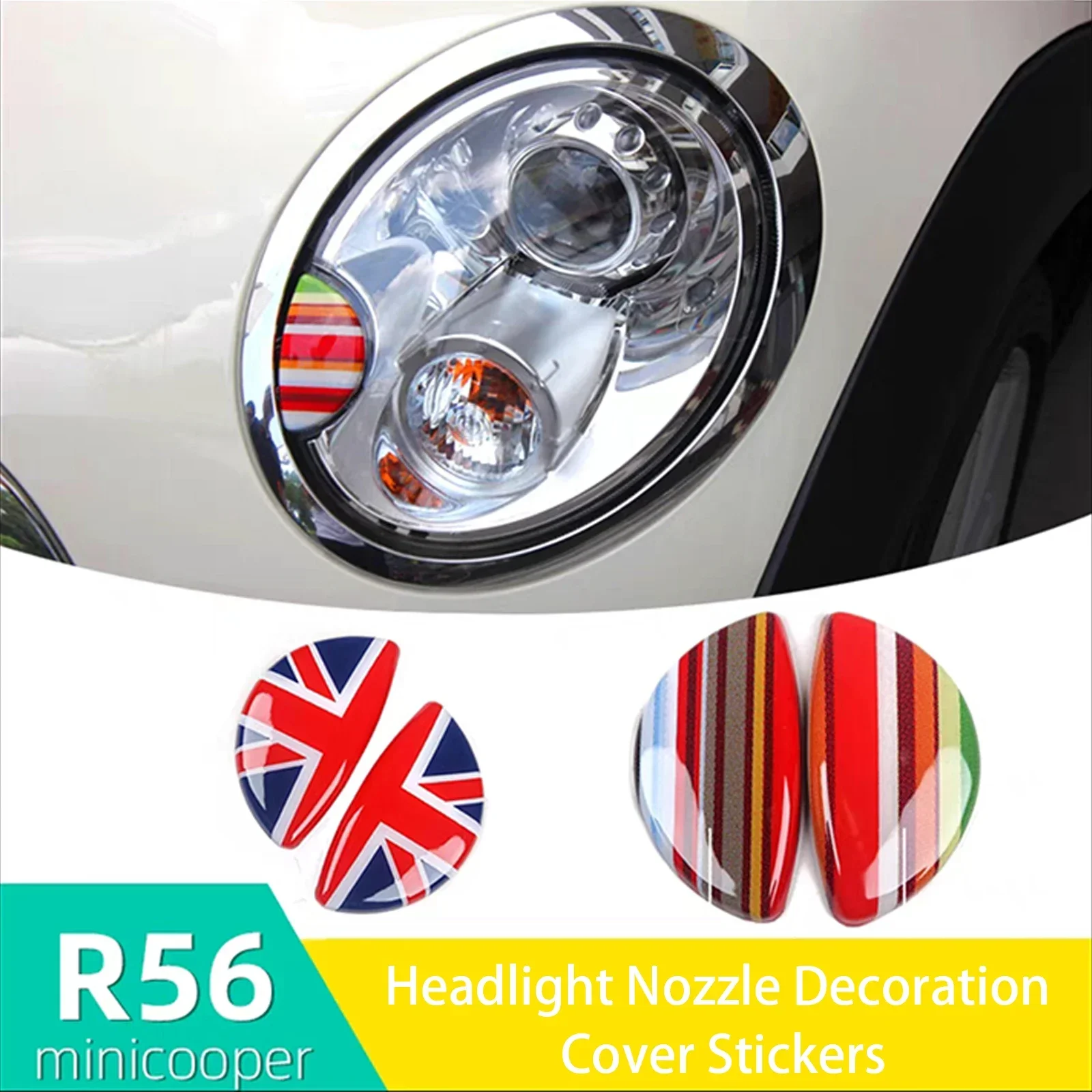 

2 Pc Headlight Nozzle Decoration Cover Stickers For Mini Cooper S One Clubman R55 R56 R57 R58 R59 Countryman R60 Car Accessories