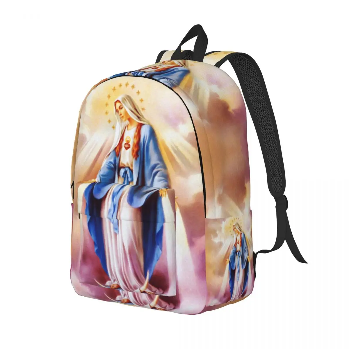 Catholic Virgin Mary Canvas Backpacks for Boys Girls Our Lady of Guadalupe School College Travel Bags Bookbag Fit 15 Inch Laptop