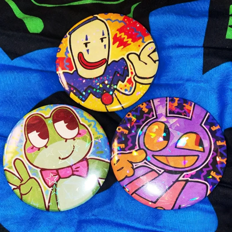 2.25 Inch The Circus Pins Ribbit Jax Kaufmo Glitter Badge Brooches Anime Cosplay Accessories Cartoon Pins Gift for Fans