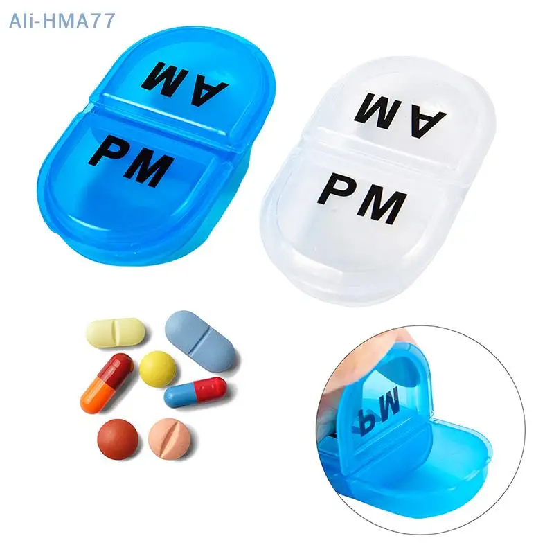 1Pcs Pill Medicine Box Portable Drug Tablet Splitter Holder Storage Organizer Container Case Pillbox 2-Grids Mini Dispenser