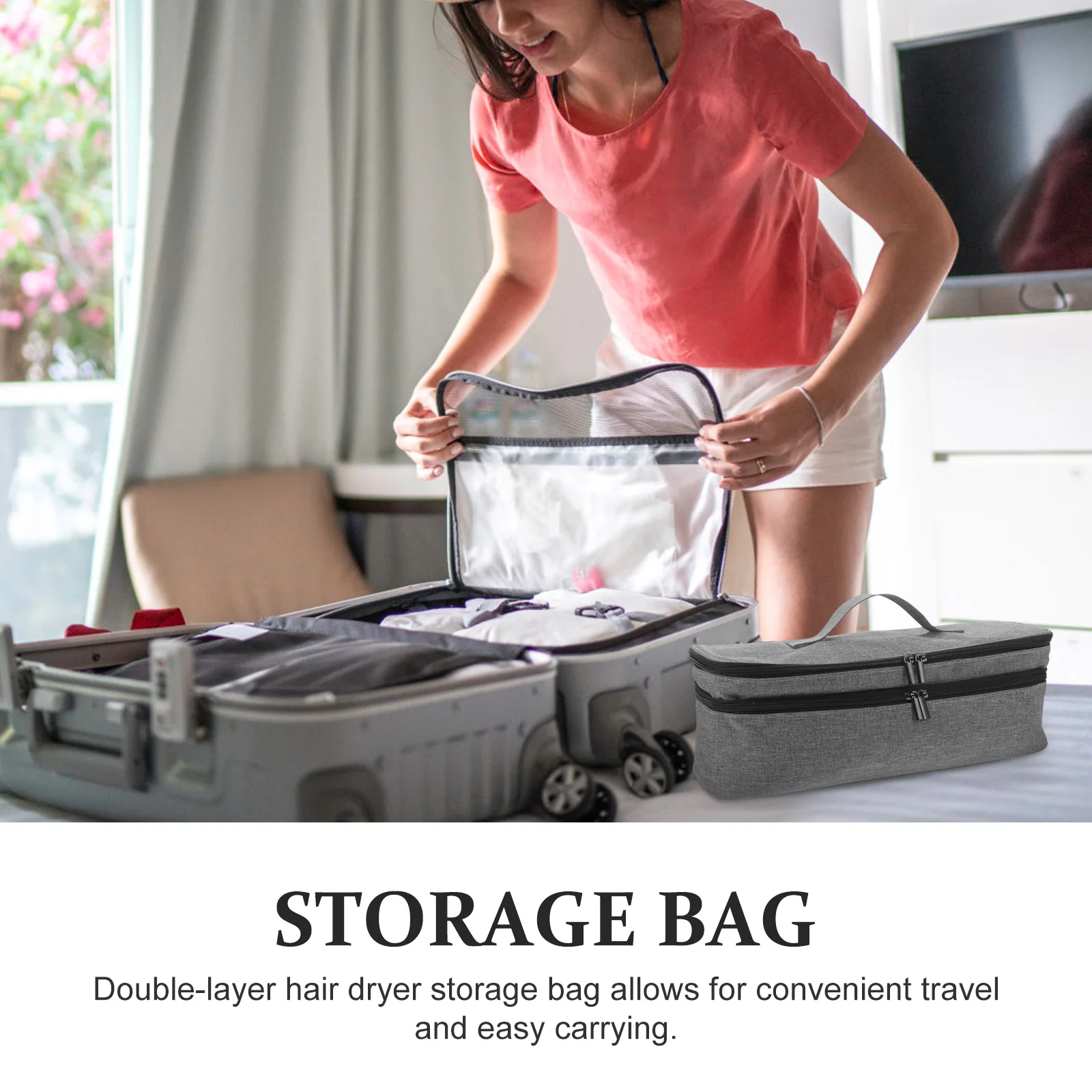 Double layer Hair Dryer Curler Storage Bag Large Capacity Polyester ganizer for Travel Styling Tools Protection Easy Carrying