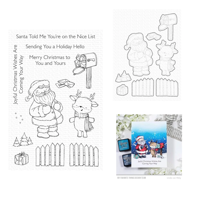 

2022 October New Holiday Hello Christmas Clear Stamps Cutting Dies Scrapbooking for Paper Making Embossing Frames Card Set