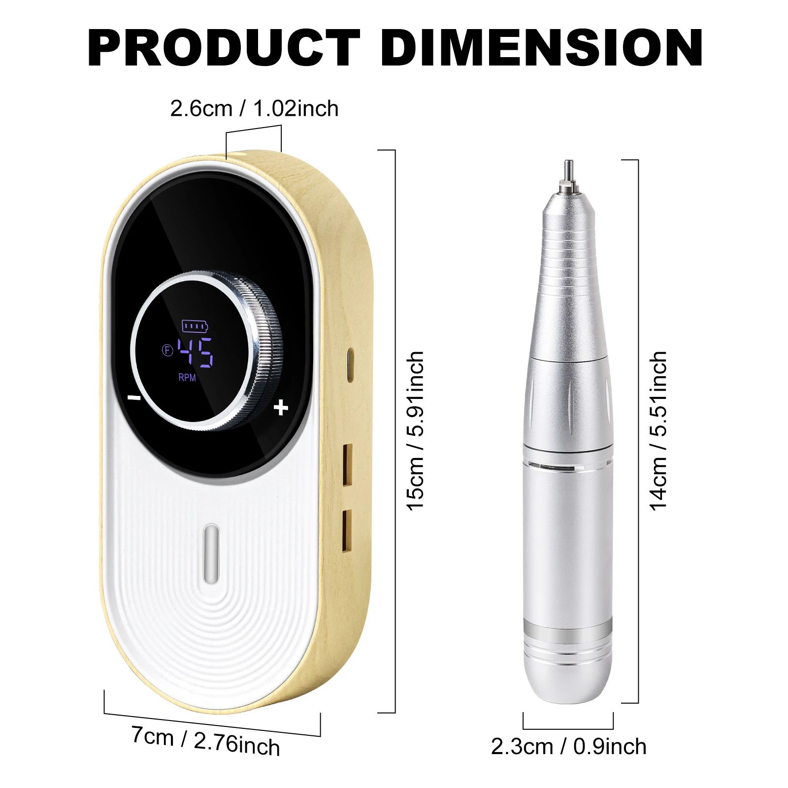 Elektryczna pilarka do paznokci 45000RPM Profesjonalna akumulatorowa frezarka do manicure cicha do usuwania lakieru hybrydowego i szlifowania