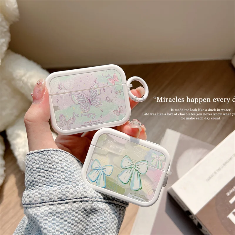 

Cartoon Painted butterfly Earphone Case For Airpods 3 2 1 Pro Cover with Charm Silicone Headphone Charging Cases For Airpods 3