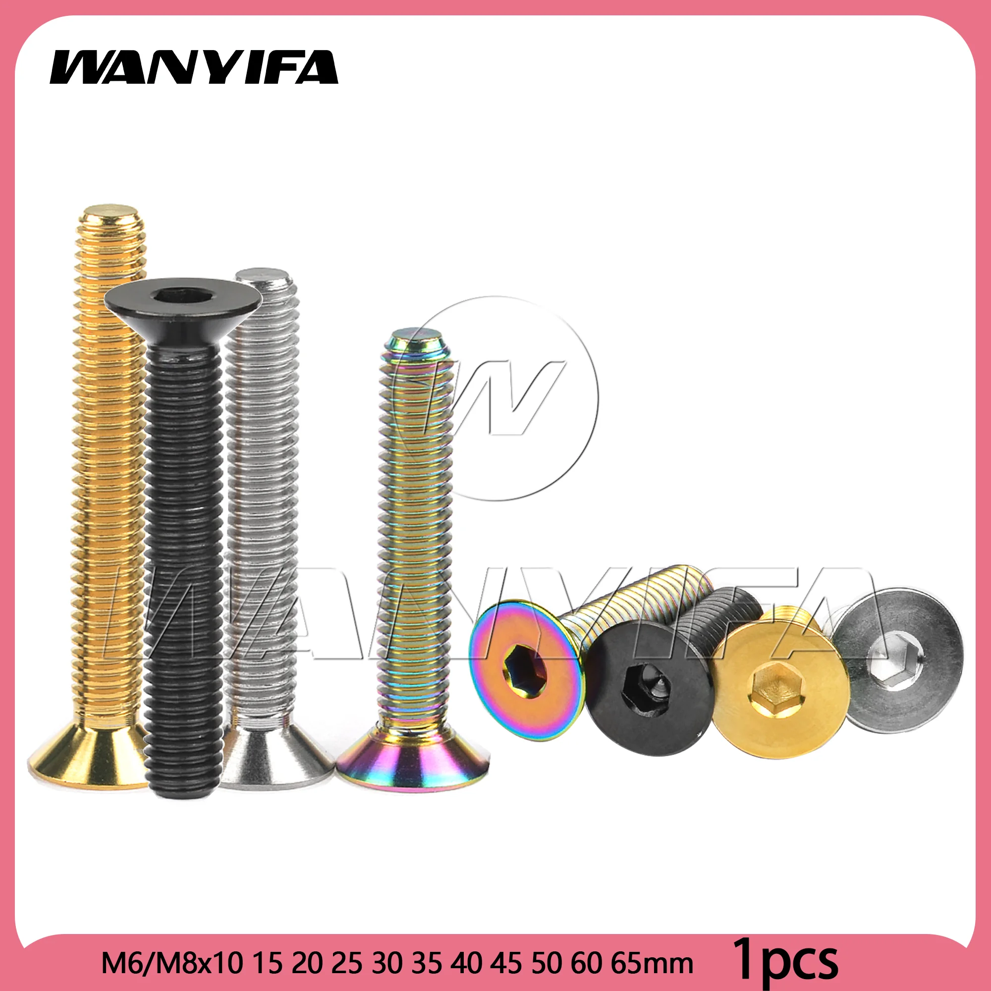 

Wanyifa Titanium Bolt M6/M8x10 15 20 25 30 35 40 45 50 60 65mm Countersunk Hexagon Head Screw Alloy Fasteners