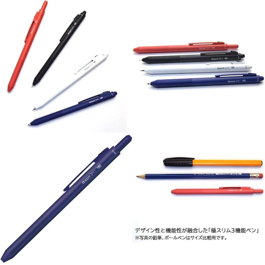 

Многофункциональная ручка Bloom 3-в-1 для офиса и школы. Компактный и портативный пишущий инструмент джинсового цвета синего цвета со вставкой.