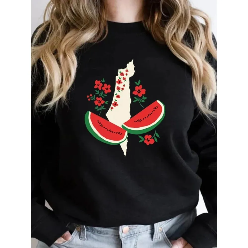 Sudadera divertida para mujer 'Esta no es una sandía' Cómoda primavera Faion Casual Mezcla de algodón Streetwear