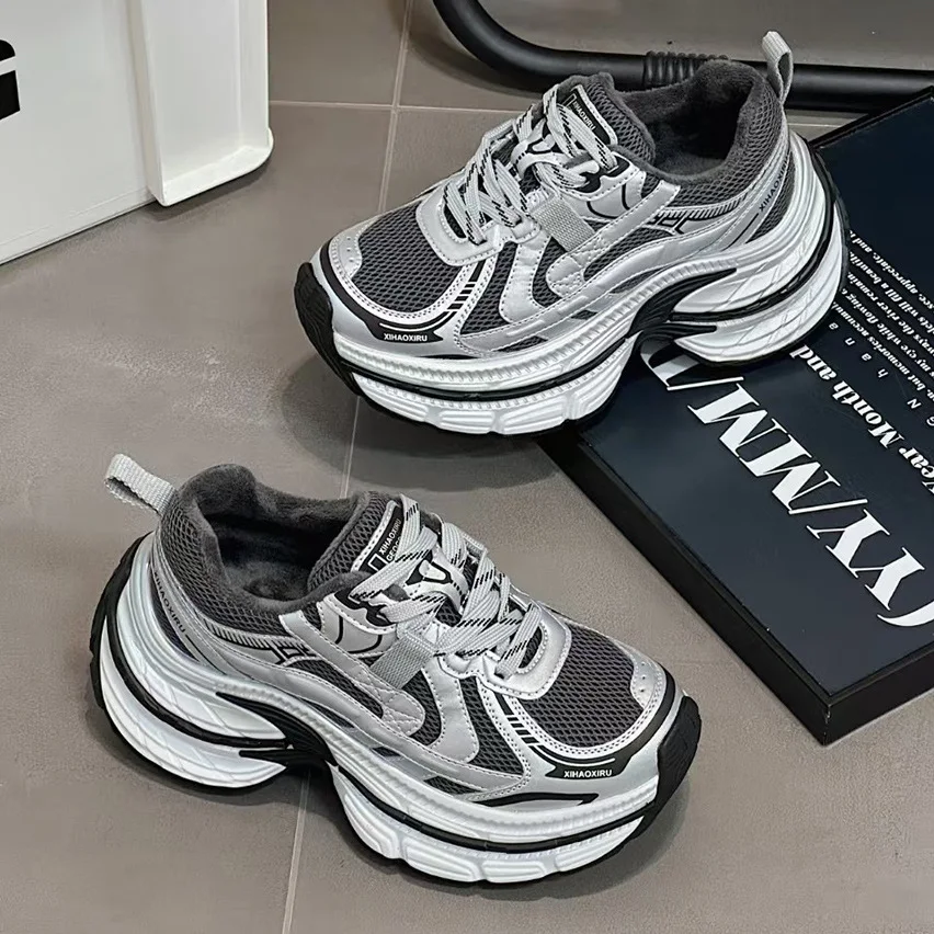 

Faionable Dad oes Women's New 2026 Thi Bot Platform Color Worn Casual Sports oes Korean Sle Low Cut round Toe