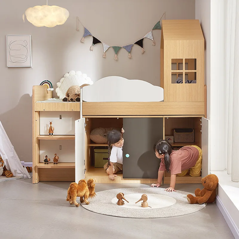 Single Bed Bed Under Cabinet with Study Table Bed Boys and Girls Suite