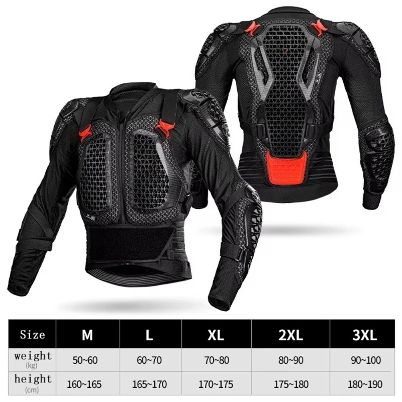 Motocross Body Armor, Off-Road Anti-Fall Chest Back Protector, Anti-Crash Motorcycle Jacket Pants Protective Gear for Men Women