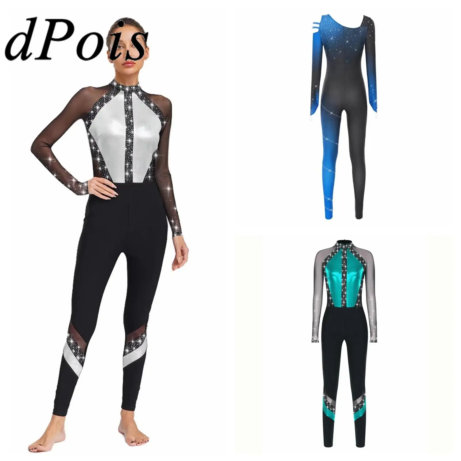 

Ballet Leotards Women Dance Rhythmic Gymnastics Gradient Yoga Jumpsuit Stage Performance Costume Adults Figure Skating Bodysuit