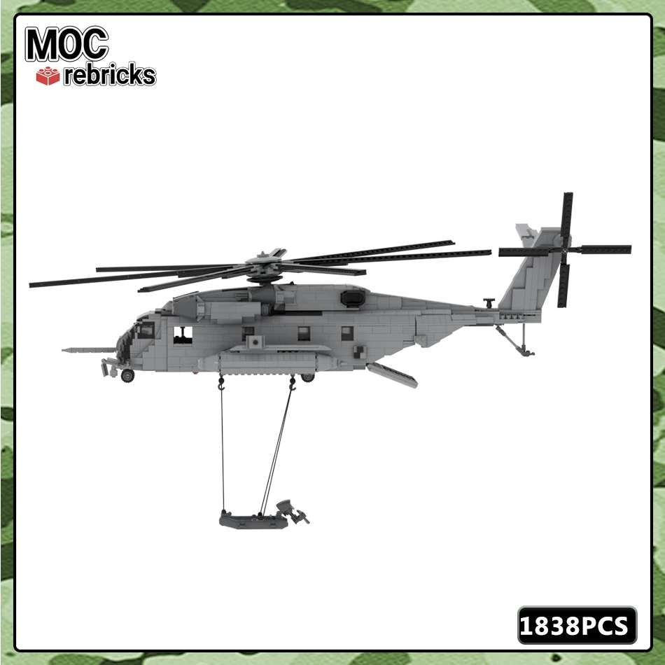 MOC Militaire Serie DIY Bouwsteenmodel Modern BM-CH-53 MiniAircraft Onderdelen Set Kindercadeau Educatief speelgoed