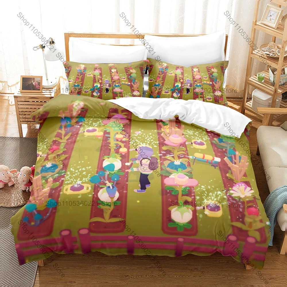 Cool Icon Cute Ooblet Pet Graphic Ooblets Gaming Bedroom Decor Bedding Duvet Cover + 2 Pillowcases Casual Game Fan Room Decor