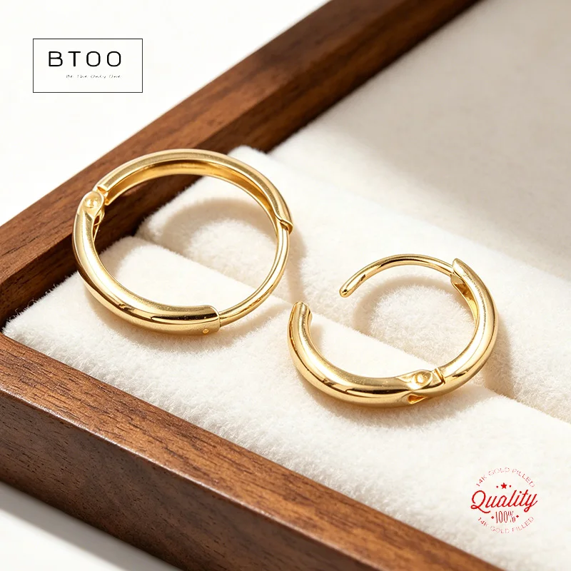 Petites boucles d'oreilles créoles articulées en or rempli 14K - Simples, pour le quotidien, empilables, mini créoles, bijoux DIY, cadeau pour elle