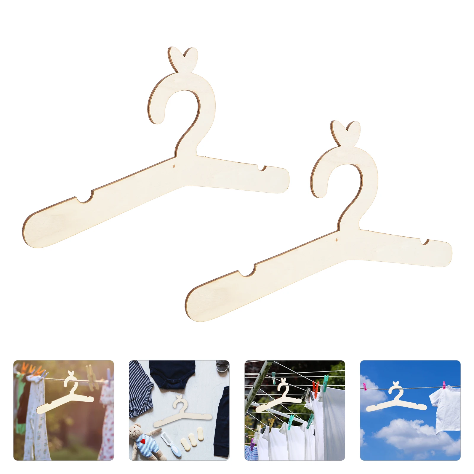 

2 Pcs Wooden Hanger Infant Clothes Hangers Clothing Coat Outfit Small