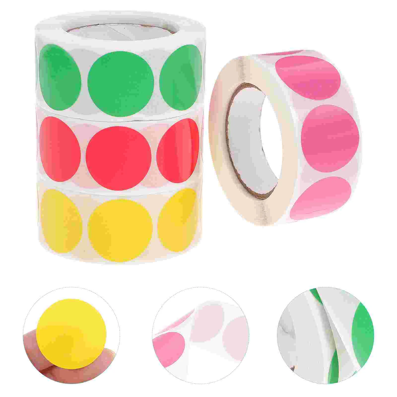 

4 Rolls Round Stickers Label Circle Classify Labels Adhesive Dot Point Classification Marking Paper Colored Classified