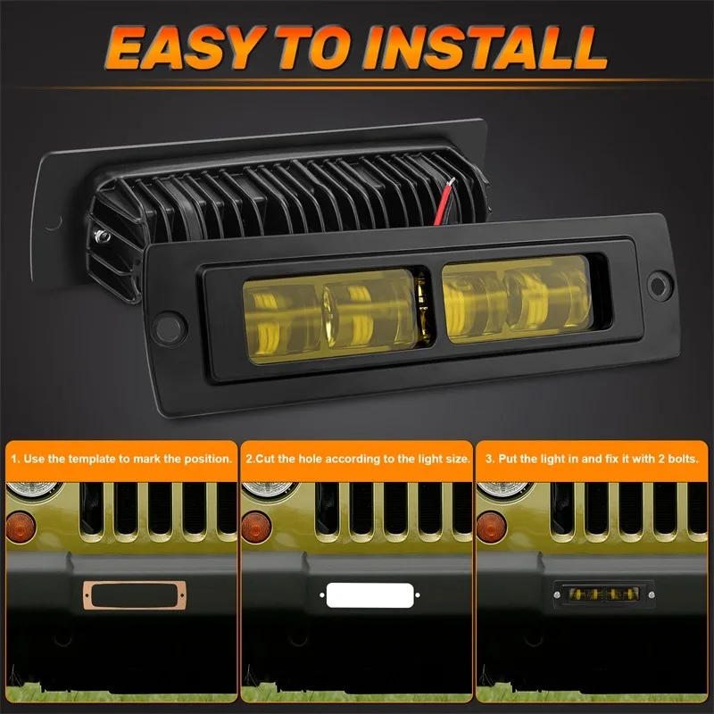 7 Zoll 6D LED-Lichtleiste, bündig montierte LED-Arbeitsleuchte, Auto-Nebelscheinwerfer für Scania LKW, Offroad 4X4, Auto, ATV, SUV, 12V 24V – Detail 15