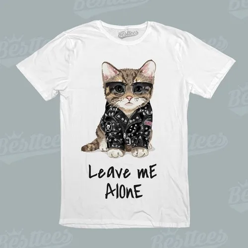 

KIDS/MEN/WOMEN Cute Cat Animals Funny Leave Me Alone attitude teen Tees T-Shirt