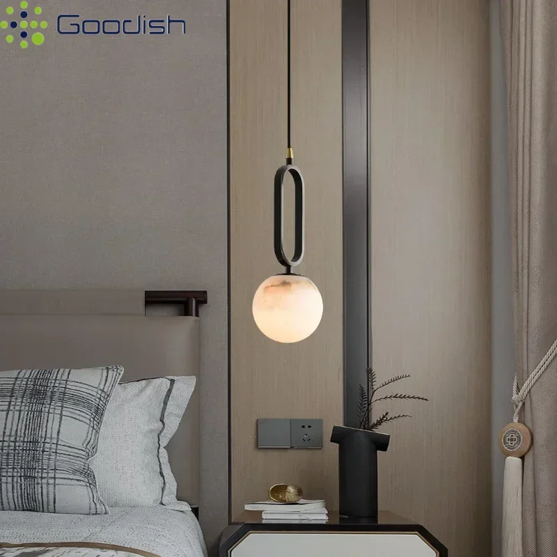 Modern Luxury Nordic Marble rope lifting ring LED Pendant Lights Art Creative Lamps for Living Room Home Decoration Chandeliers