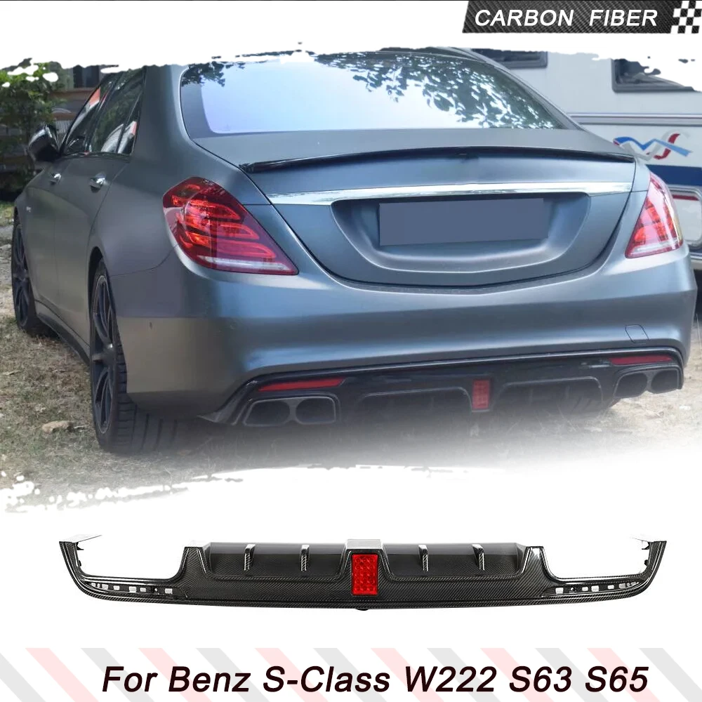 Carbon Fiber Rear Bumper Diffuser Lip Spoiler for Mercedes Benz S Class W222 S63 S65 AMG Sport Sedan 2014-2017 Rear Diffuser Lip