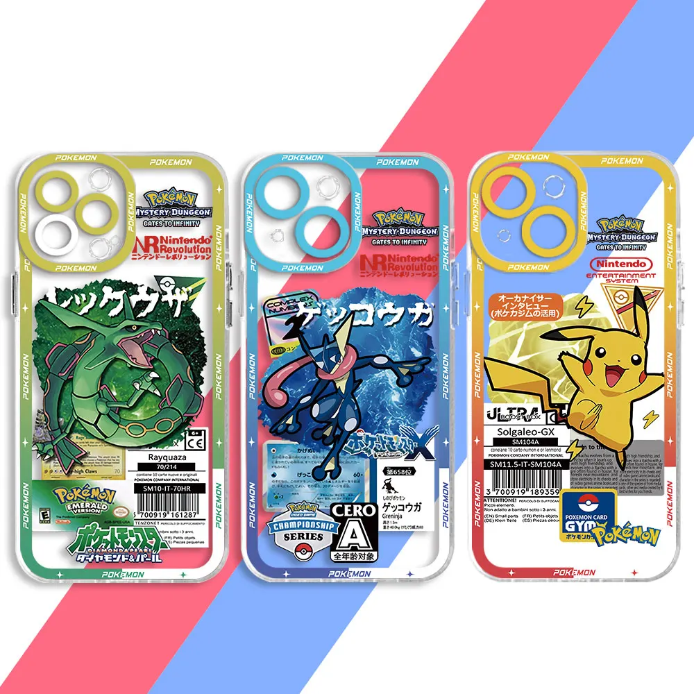 Phone Case for iPhone 15 Pro Max 13 14Pro XSmax 7 8 Plus 11pro 6 X XS 12 Mini 6 Clear Fundas Cover Pokemon Gengar Greninja Anime