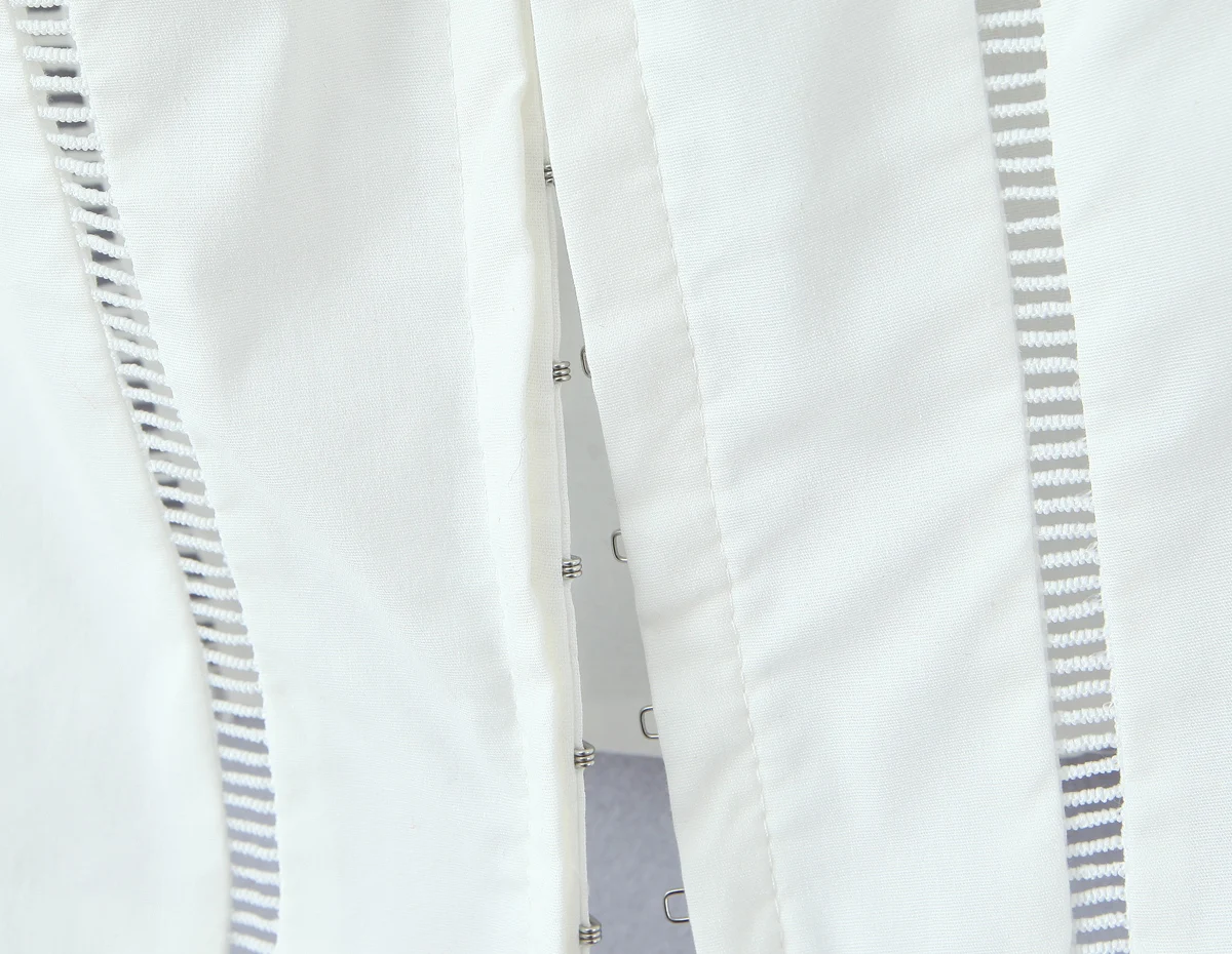 Sexy Witte Houten oren Boog O hals Korte Bladerdeeg Mouw Vrouwen Gesplitst Holle Gat Slanke Taille Crop Tops