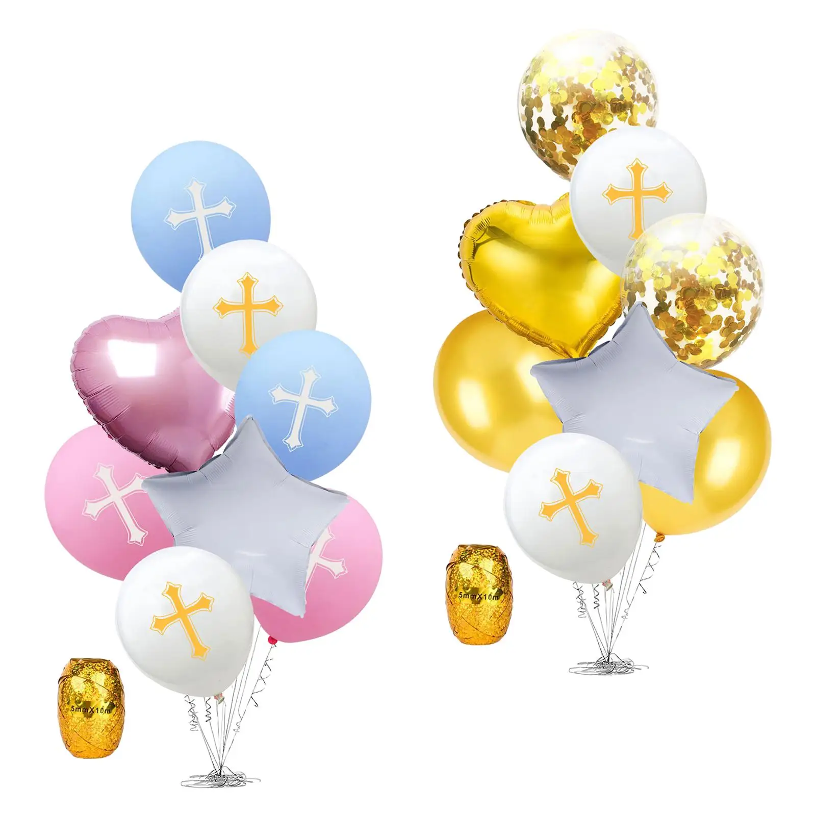 8x Easter Party Balloons Party Supplies with Ribbon Easter Decorations Solemn Latex for Home Christening Prayer Communion Dinner