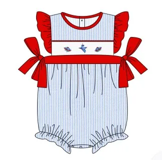 Hand Smock Baby One Piece Cotton Short Sleeved T-shirt Set Airship Pattern Boy Top Clothes And Lattice Shorts Suit Girl Romper