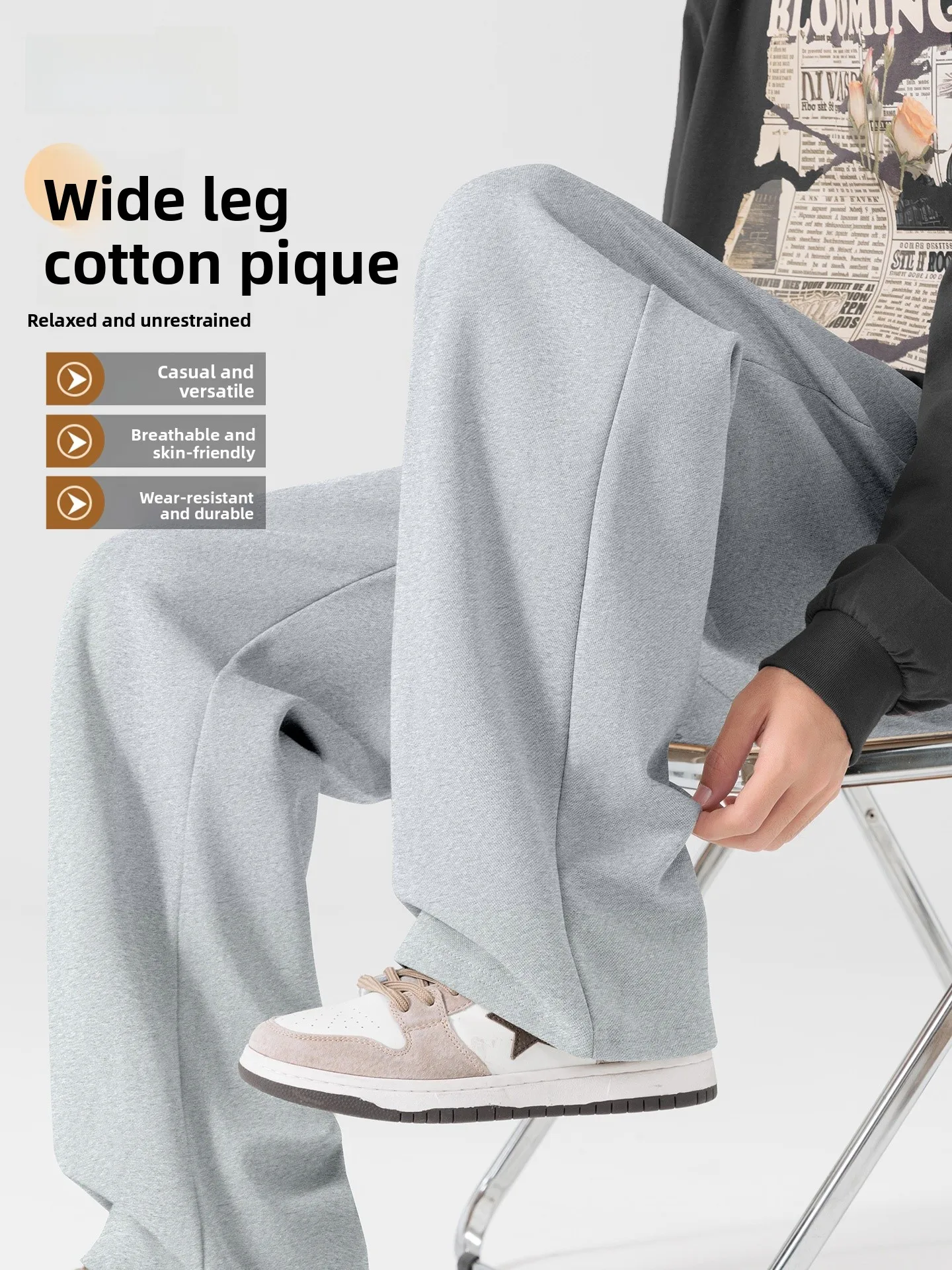 

Large Size Cotton Pique Casual Pants for Men Breathable Absorbent Fitn Running Sports Pants Spring Season Straight Leg Loo...