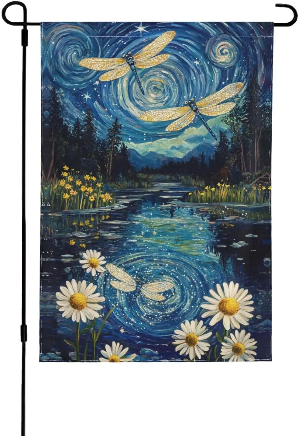Night Dragonflies Garden Flag 12x18 Inch Double Sided All-Weather Polyester Outdoor Flag For Patio Lawn Yard And Garden Welc WWP