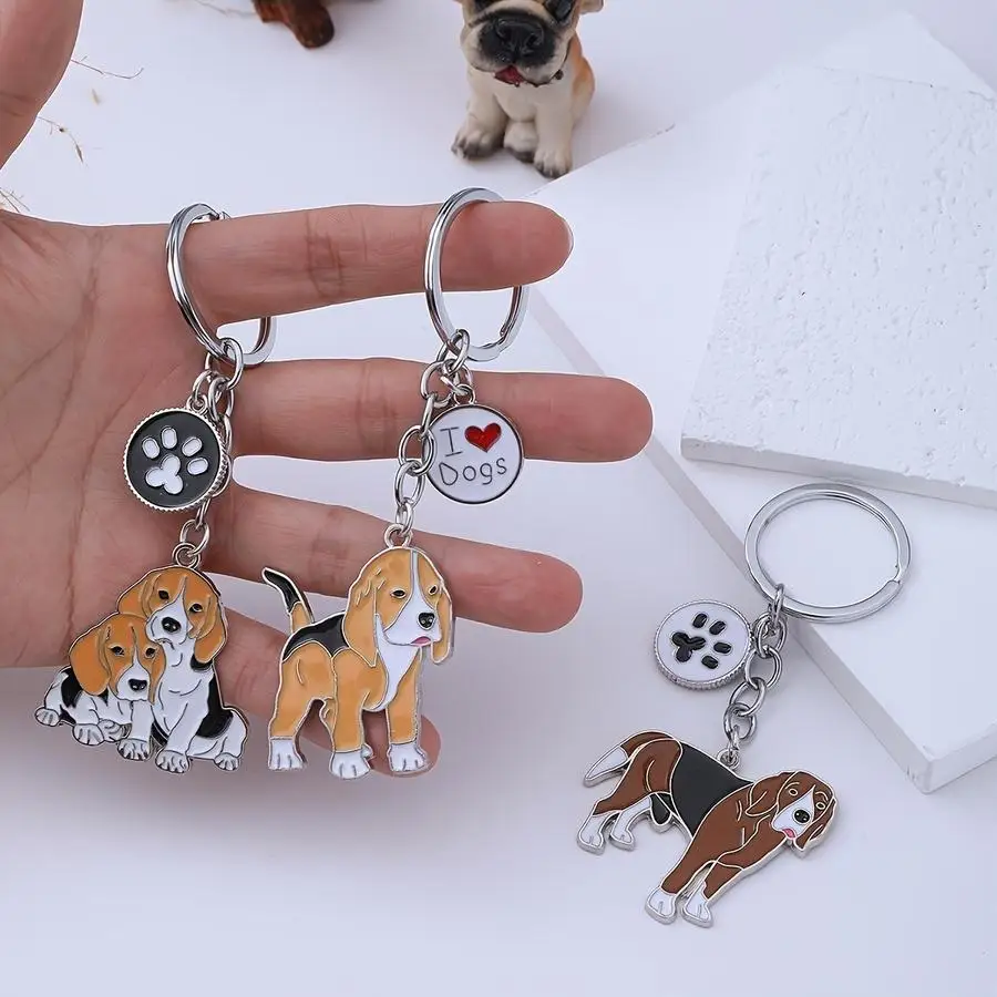 1/5/10/20/50/100pcs Beagle-Shaped Keychain, 1 Piece, Alloy with Enamel Painting, Swivel Hook, Key Organizer, Cute Purse Charm wi