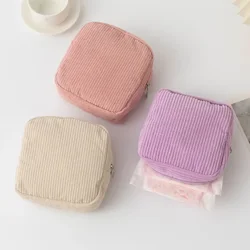 Korean Makeup Coin Bag Sanitary Napkin Holder Bag Small Lipstick Cosmetic Storage Case Bags Corduroy Cute Hand Bag for women