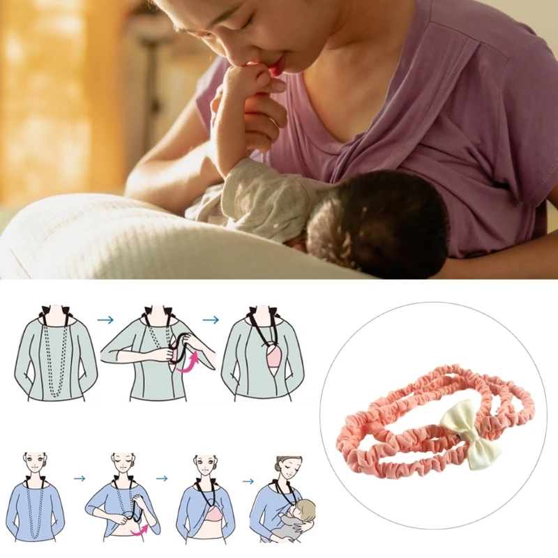 

Adjustable Nursing Lanyard for Hands Baby Feeding, Soft Fabric Newborns Breastfeeding Strap Chain for Mother